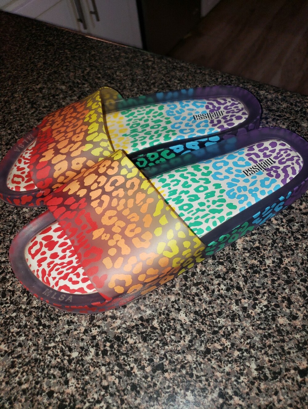 Melissa Beach Side 3DB Slip On Sandal Clear Leapord Rainbow Colorful Comfort 9